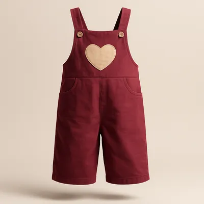 Cutest Outfit Ever – Red Dungaree Dress with Heart on It