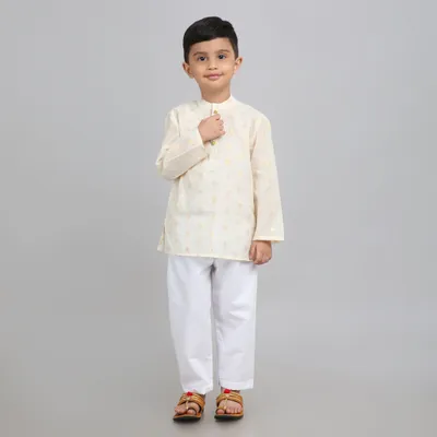 Boys Cream Cotton Kurta Pyjama – Comfortable Festive Wear