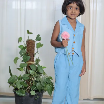 Blue-Cord Sweetheart Set — Perfect For Tuition