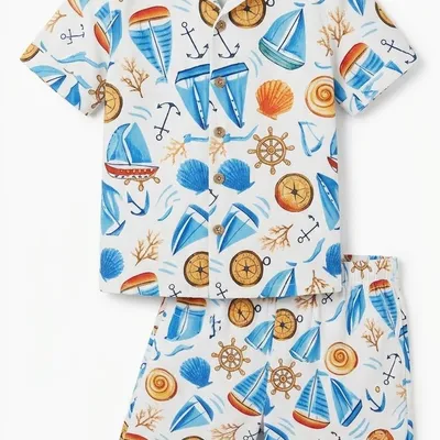 Nautical Print Cotton Co-ord Set