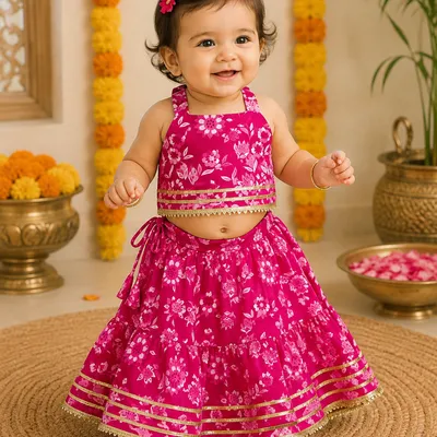 Pink Floral Lehenga Choli