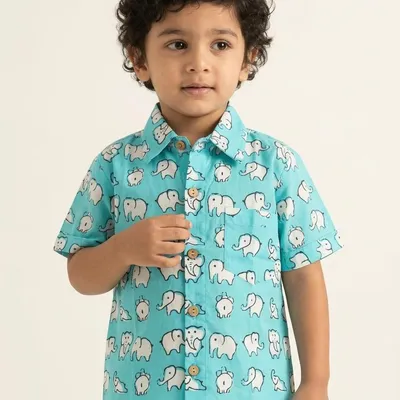 Elephant Print Cotton Shirt