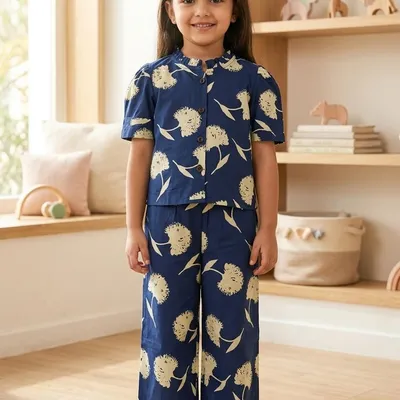 Navy Blue Floral Co-ord Set