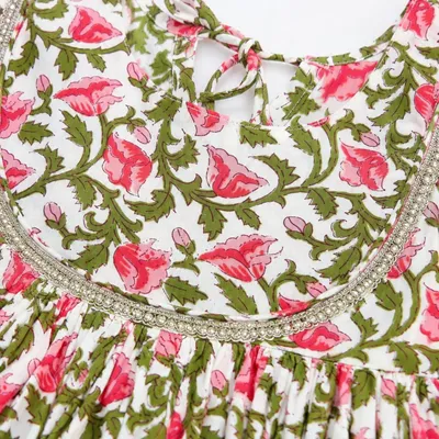 Floral Cotton Peplum Top & Pant Set