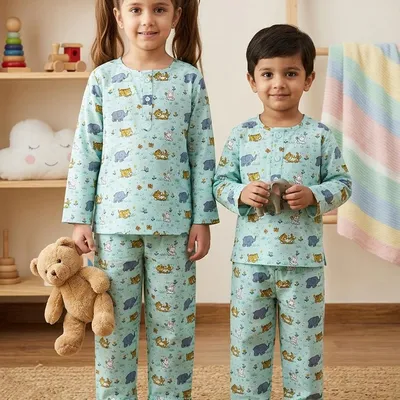 Tiny Jungle Friends Cotton Night Suit