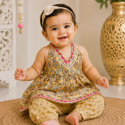 Yellow Halter Neck Top & Pants Set