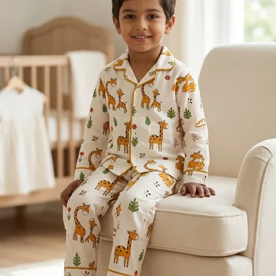 Pure Cotton Giraffe Print Night Suit