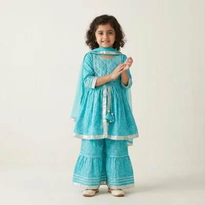Aqua Elegance Sharara Set with Dupatta