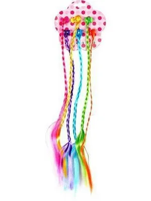 Kids Hair Extensions with Hair Clips Rainbow Wig Braids Extensions Hair Styling Accessories for Baby Girls Adult Multicolor (12 PCS)