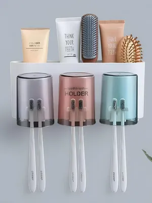 Kozykit Trends Wall Mounted Tooth Brush Holder for Bathroom with 2 Mouthwash Cups | Bathroom Toothbrush Organizer | Multi-Compartment, Dustproof & BPA-Free Brush Holder for Bathroom Storage (3 Cup)