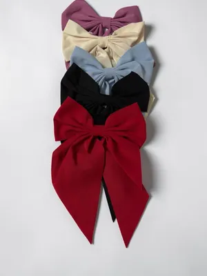 Satian Hair Bow, Satin Fabric, Long Tail Style, for Women and Girls, Multicolour 2 Pieces