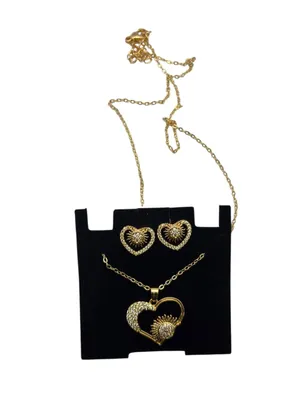 Elegant Gold Plated Necklace Set for Women with Matching Earrings | American Diamond Studded Pendant Jewellery Set | Traditional Stylish Chain Necklace for Wedding, Festive & Daily Use