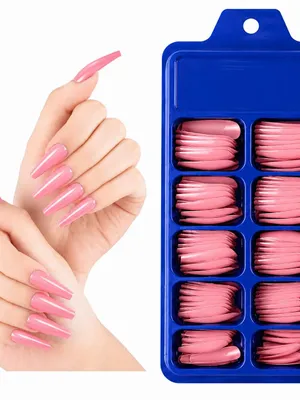 Premium Press-On Nail Kit Set – Reusable Artificial Nails with Glue – Size Full Cover False Nails for Women – Salon Style Manicure at Home 60ps (pink)
