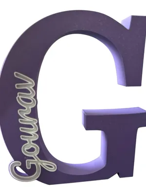 Personalised Name Letter Standing Sign Custom Table Decor | 3D Printed Alphabet Sign 16x14x2cm | Modern Home Room Decoration | Nursery Bedroom Office Wedding Gift Showpiece (Purple_Gourav)