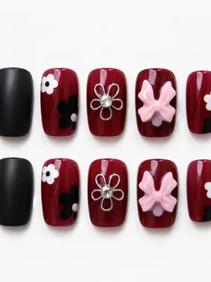 Kozykit Trends12 Pcs Metallic Gradient Ballerina Press-On Nails | Pink Rabbit Style Fake Nails with Shiny Rhinestones | Reusable Nail Art Tips for Women, Girls, Wedding Gifts (1-Set) (Design 08)