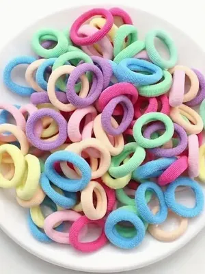 Baby Hair Ties for Girls and Kids Soft Premium Cotton Mini Hair Elastic Rubber Bands Stretchable No Damage Non-Slip Small Ponytail Holder Tiny Hairband (Pastel) (Pack of 100)