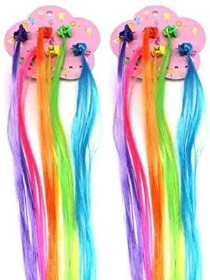 Fake Hair Extensions for Kids Hair Accessories for Girls Women Hair Clips Side Hair Extensions Multicolour, Pack of 6 & 12 Pcs