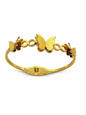 Gold Butterfly Bangle Bracelet for Women | Stylish Stainless Steel Butterfly Kada for Girls | Anti-Tarnish Fashion Jewellery | Valentine Gift for Girlfriend & Wife