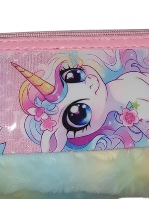 Unicorn Soft Fur Cotton Pouch Multipurpose Pencil Case for Girls Cute Fur Pouch Zipper Closer Storage Bag Travel Pouch Best Gift Pack of 1 (Pink)