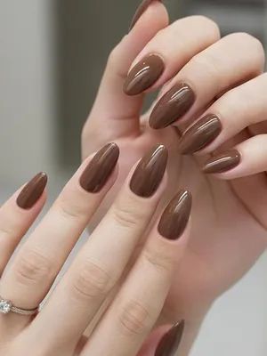 Premium Press-On Nails Set – Reusable False Nails Kit – Glossy Matte Artificial Nails for Women – Full Cover Nail Tips for Salon-Quality Manicure at Home – Multiple Shades Available (Chocolate Brown)