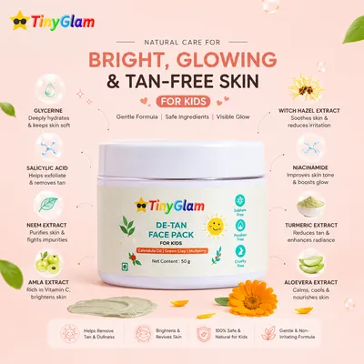TinyGlam Detan Face Pack 50 g - Gentle Skincare Face Pack for Kids & Teens (4–15 Years)