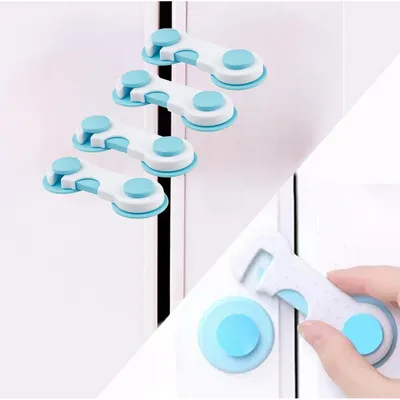 Safe-O-Kid Cabinet Locks for Child Safety Finger Injury Protection, Durable & Elegant (Pack of 4), Blue