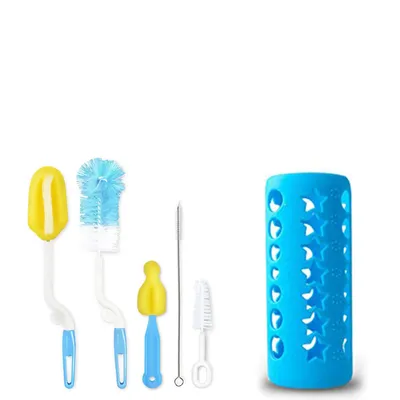Safe-O-Kid  Baby Feeding Bottle Cover/Bottle Cleaning Brush, Assorted -Combo