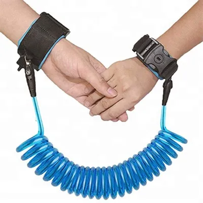 Safe-O-Kid Baby Wrist Link with Key - Adjustable Strap Safety Link for Toddler, Anti-Lost Child Wrist Strap for Outdoor & Travel - Blue