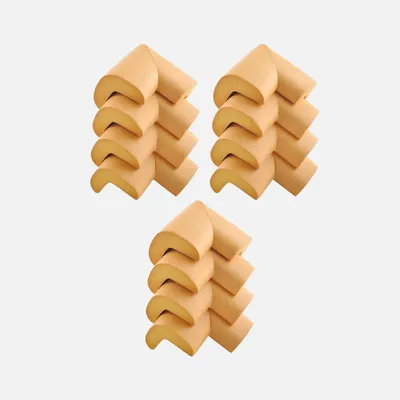 Safe-O-Kid - (Pack of 12) Extra Soft NBR Foam Safety Corner Guards with Strong 3 M Adhesive- Extra Safe, BPA Free, Non-Toxic and Elegant,Soft & Safe, Furniture Protectors - Light Brown