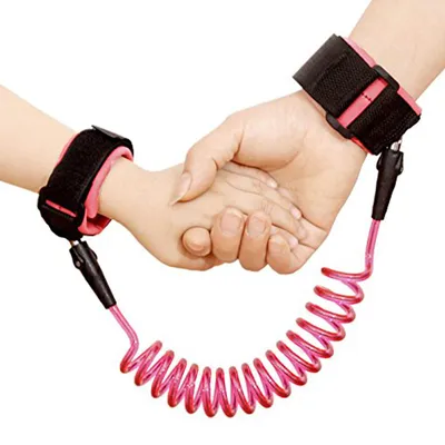 Safe-O-Kid Baby Wrist Link with Key - Adjustable Strap Safety Link for Toddler, Anti-Lost Child Wrist Strap for Outdoor & Travel - Pink