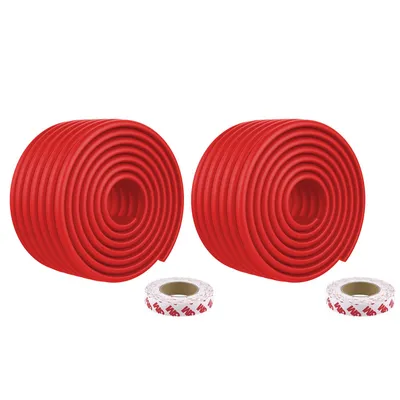 Safe-O-Kid 2 Pcs Baby Corner Protector for Baby | Extra Thick High-Density Cushion Edge Guard for Tables, Desks & Furniture | Soft Corner Safety Strip Prevents Head Injury | 2 Meter Long - Red