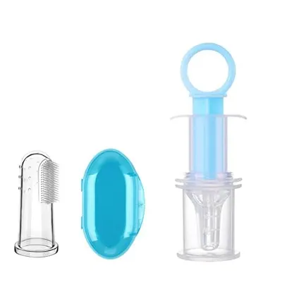 Safe-O-Kid, Silicone Baby Finger Brush with Case With Silicone Liquid Medicine Feeder/Dropper- Assorted - Combo