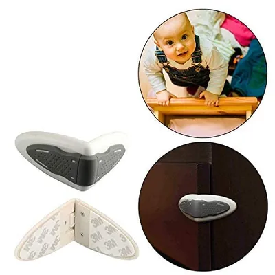 Safe-O-Kid BPA-Free Premium Pre-Taped Drawer Lock - Child Safety, Easy Installation, Blends with Home Decor, Heavy-Duty Protection, Grey Pack of - 8