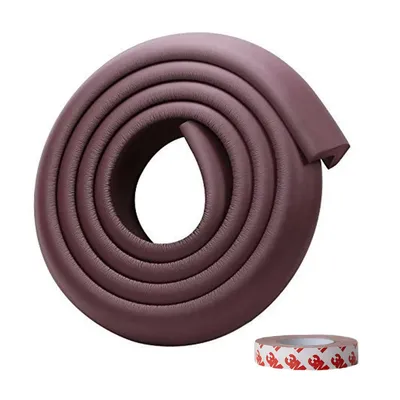 Safe-O-Kid Medium Size 2M Baby Safety Edge Protector, Kids Proofing Foam Bumper Strip for Sharp Edges, Cushion Guard for Furniture & Tables, Pack of 1 (Brown)