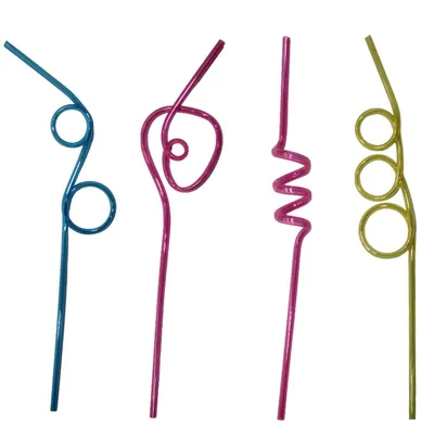 Safe-O-Kid Newly Launched- REUSEABLE Straws for Kids, Funny Twists Drinking Straws for Birthday Parties,Colourful,4 Pcs, Assorted Colours