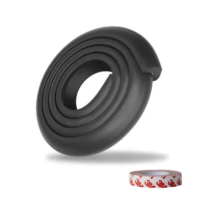 Safe-O-Kid Medium Size 2M Baby Safety Edge Protector, Kids Proofing Foam Bumper Strip for Sharp Edges, Cushion Guard for Furniture & Tables, Pack of 1 (Black)