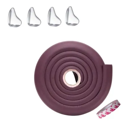 Safe-O-Kid Baby Safety 2 Meter Edge Guard with 3M Adhesive + 4 Tear Drop Shaped Corner Protectors Soft, Durable Furniture Edge Guards (Brown & Transparent)