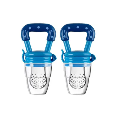 Safe-O-Kid (Pack of 2) BPA-Free Baby Fruit/Food Feeder Safe, Non-Toxic Silicone Feeder for Fresh Fruits, Vegetables, and Snacks, Ideal for Babies and Toddlers,Blue