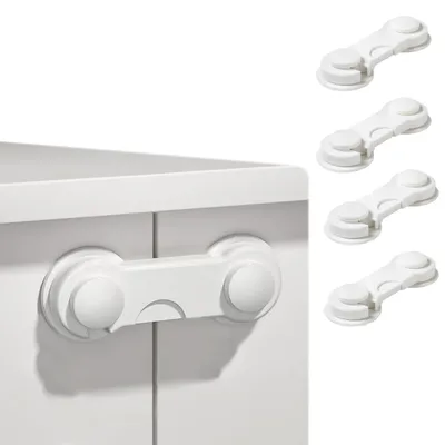 Safe-O-Kid Cabinet Locks for Child Safety Finger Injury Protection, Durable & Elegant (Pack of 4), White