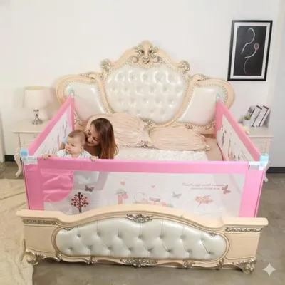 SAFE-O-KID  Wardrify Designer Bed Rail Guard with 1 Year Warranty, Pink (6.5FT/199CM), Pack of 3