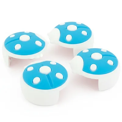 Safe-O-Kid 4 Pcs Baby Safety Corner Protectors | Bug Shaped Silicone Edge Guards for Sharp Furniture Corners, Tables & Beds | Soft Cushion, Non-Toxic, BPA-Free Baby Proofing - Blue