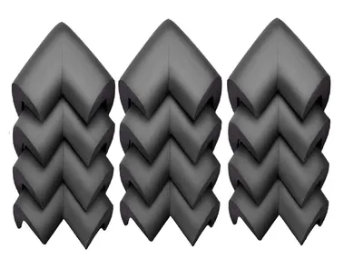 Safe-O-Kid - (Pack of 12) Extra Soft NBR Foam Safety Corner Guards with Strong 3 M Adhesive- Extra Safe, BPA Free, Non-Toxic and Elegant,Soft & Safe, Furniture Protectors - Black