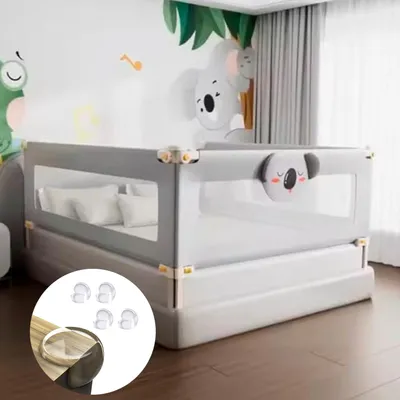 SAFE-O-KID One-Hand Installation Baby Bed Rail Guard for Kid Safety, Toddlers Foldable Bed Rail for Falling Safety (5ft) - Pack of 3