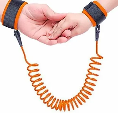 Safe-O-Kid Baby Wrist Link with Key - Adjustable Strap Safety Link for Toddler, Anti-Lost Child Wrist Strap for Outdoor & Travel - Orange