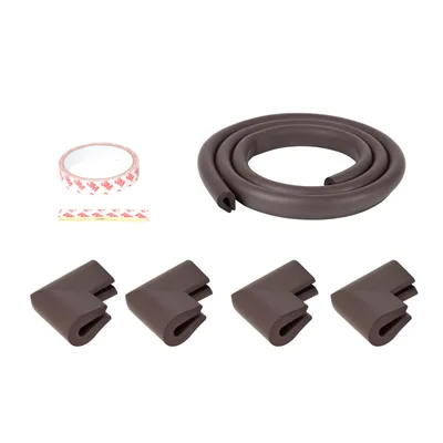 Safe-O-Kid (Set of 20) Baby Proofing Combo of U-Shaped 2 mtr Long 4 Edge Guard with 16 Corner Protectors for Sharp Edges for Babies- D. Brown