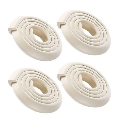 Safe-O-Kid  Baby Safety 2 Meter (6.5 feet) Edge Guard with 3 M Tape, Edge and Corner Protectors, BPA Free, Non-Toxic, Impact Cushion for Tables, Desks, and Furniture (Cream) - Pack of 4