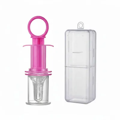 Safe-O-Kid Baby Medicine Feeder Syringe with Box | Soft Silicone Oral Dispenser | Accurate Dosage Feeder for Syrups, Vitamins & Gripe Water | BPA-Free Easy to Clean & Safe Feeding - Pink