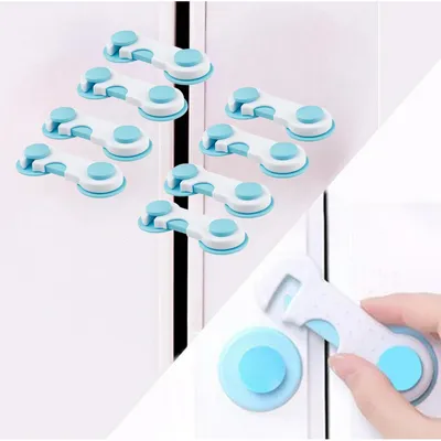 Safe-O-Kid Cabinet Locks for Child Safety Finger Injury Protection, Durable & Elegant (Pack of 8), Blue