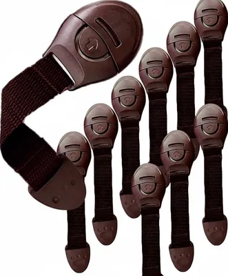 Safe-O-Kid (Pack of 10) Nylon Child Safety Locks with Strong 3M Adhesive | Multipurpose Baby Proofing for Cabinets, Drawers, Cupboards, Fridge, Almirah, Toilet Seats & Doors | Durable Furniture