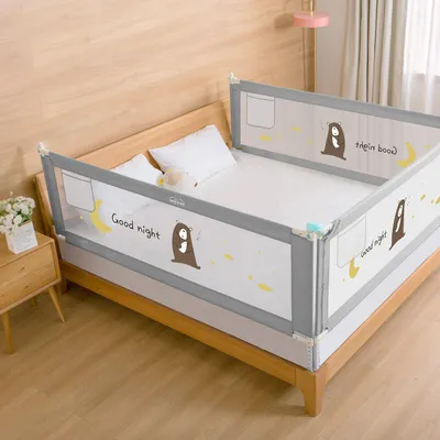 SAFE-O-KID 3 Side Bed Rails (6 Ft/182 cm) with 1-Year Warranty | Bed Railing for Baby Safety |Adjustable Height & Portable | Bed Protector for Baby Falling - Grey